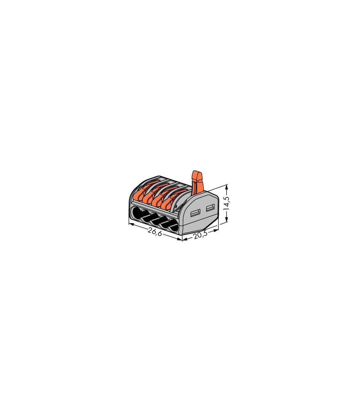 Wago 2273-205 Bornes de raccordement à levier Compact, 5 Câble connexion -  Câble de connexion