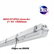 Ledvion Kit de Réglette LED étanche Double IP65 - 60CM - Clips en acier  inoxydable