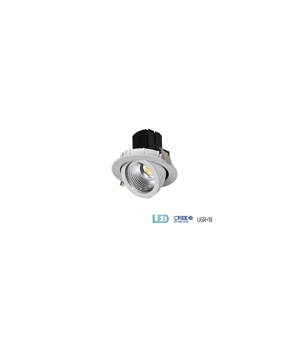 Spot encastrable LED IP65 noir dimmable 24W diamètre 190mm