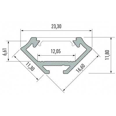 Kit profile Alu Type C d'angle 2m avec couvercle + 2 bouchons de