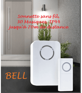 BELL Kit carillon, sonnette radio sans fil simple à piles IP44