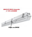 Réglette pour tube fluo 36w 1*T8 IK08 IP65 étanche clips en INOX 1200mm